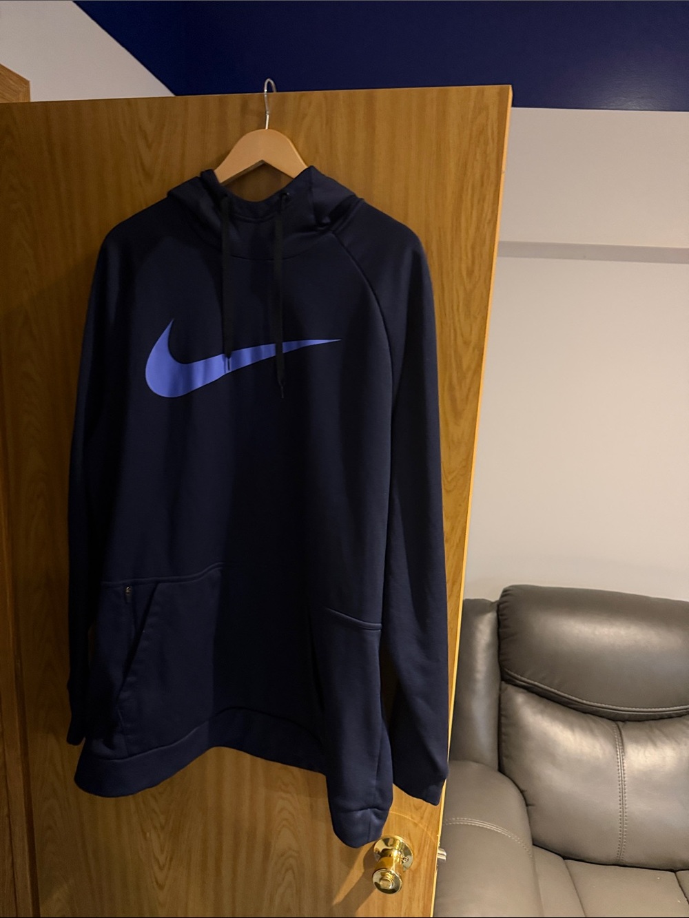 Nike Navy Pullover Hoodie with Blue Swoosh
